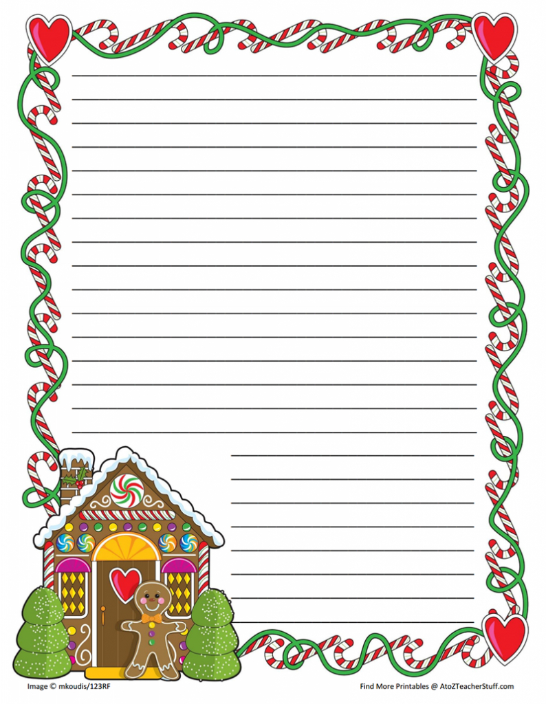 Gingerbread Printable Border Paper With And Without Lines | A To Z for Free Printable Paper With Border