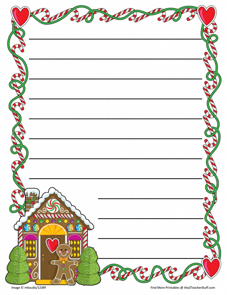 Gingerbread Printable Border Paper With And Without Lines | A To Z within Printable Paper With Border