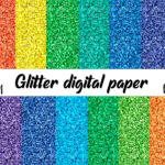 Glitter Digital Paper 16 Rainbow Colors Glitter Paper Pack Intended For Glitter Printable Paper