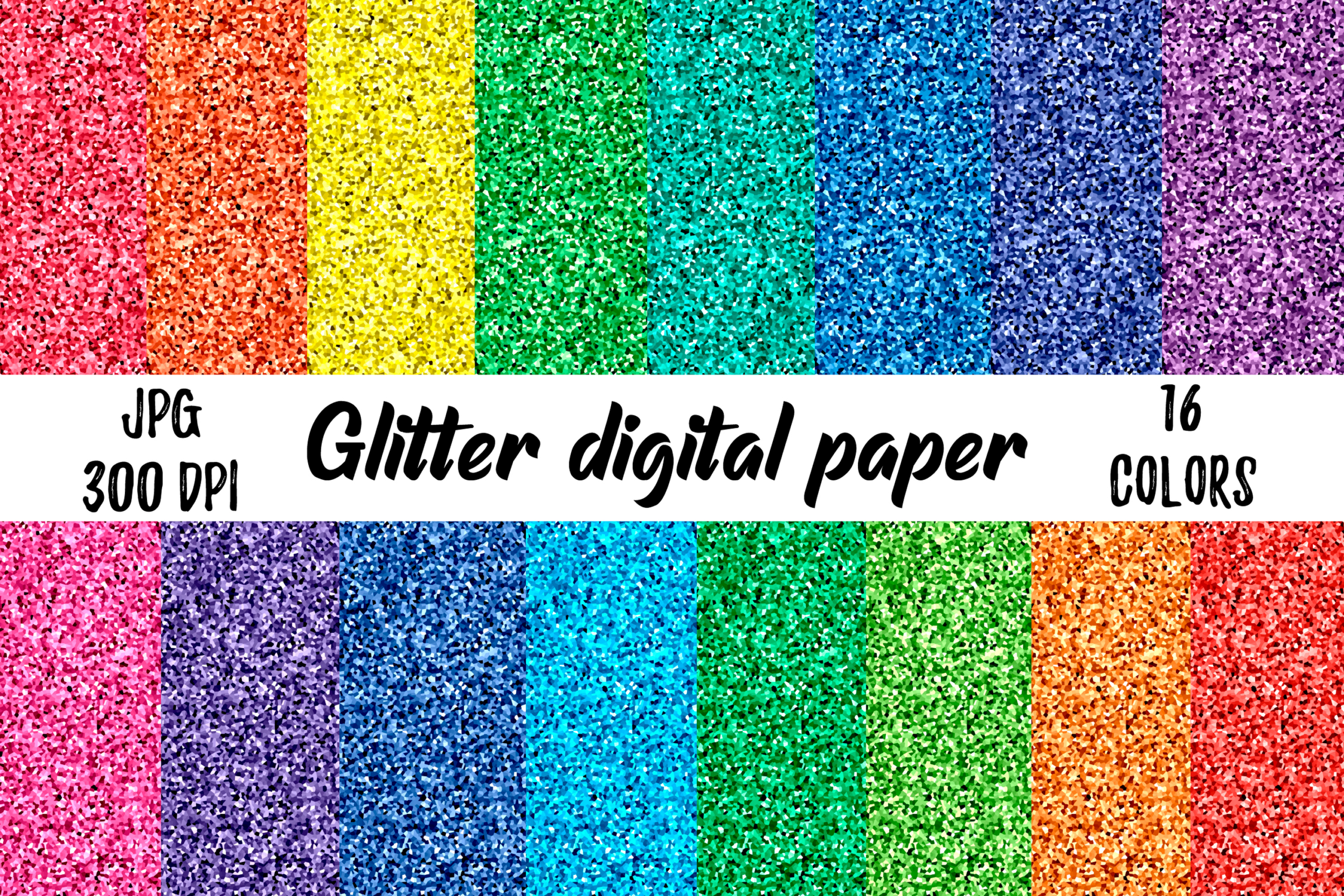 Glitter Digital Paper 16 Rainbow Colors Glitter Paper Pack intended for Glitter Printable Paper