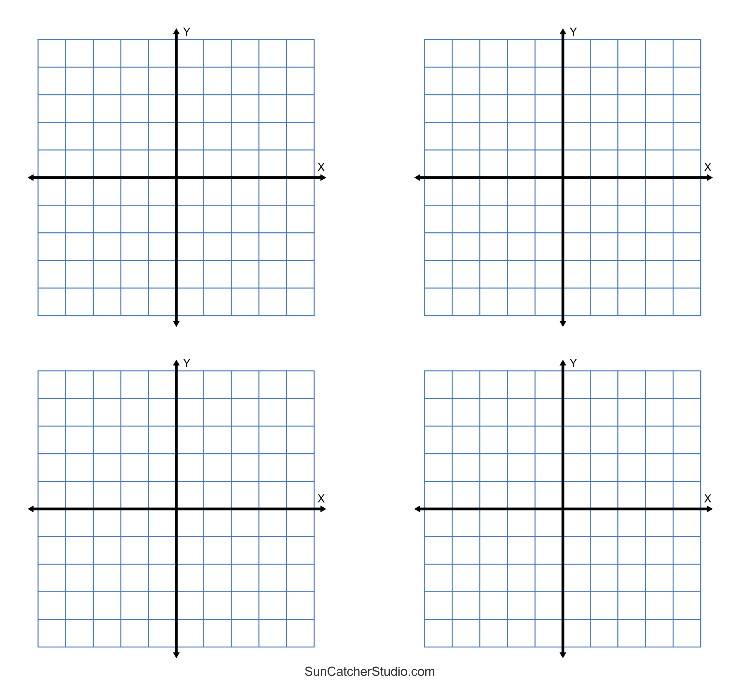 Grid Paper (Printable 4 Quadrant Coordinate Graph Paper Templates intended for Printable XY Axis Graph Paper
