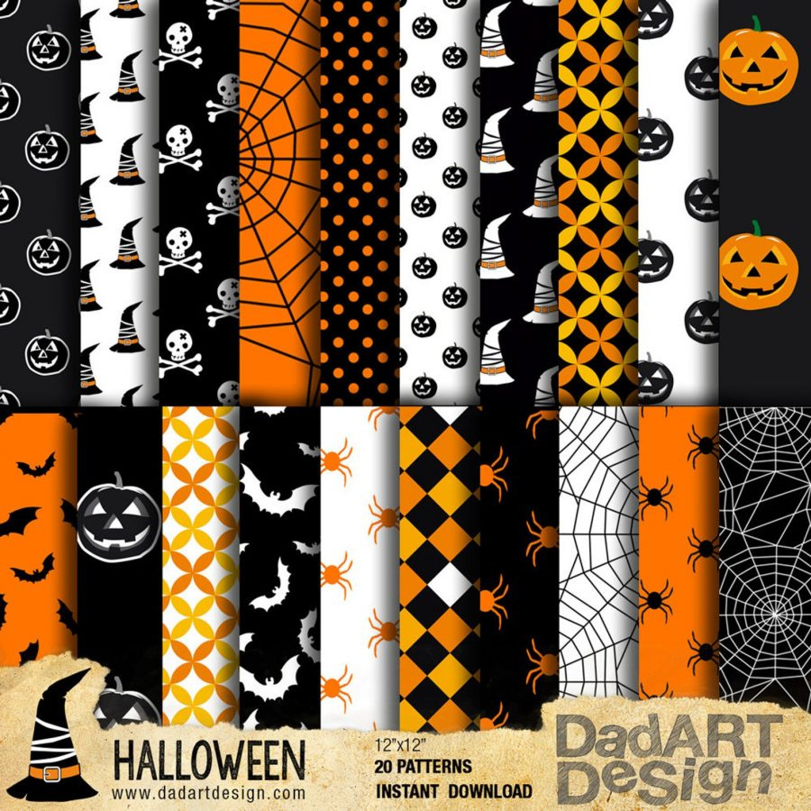 Halloween Patterns – Digital Paper Pack 05 – 20 Printable Sheets within Halloween Printable Paper