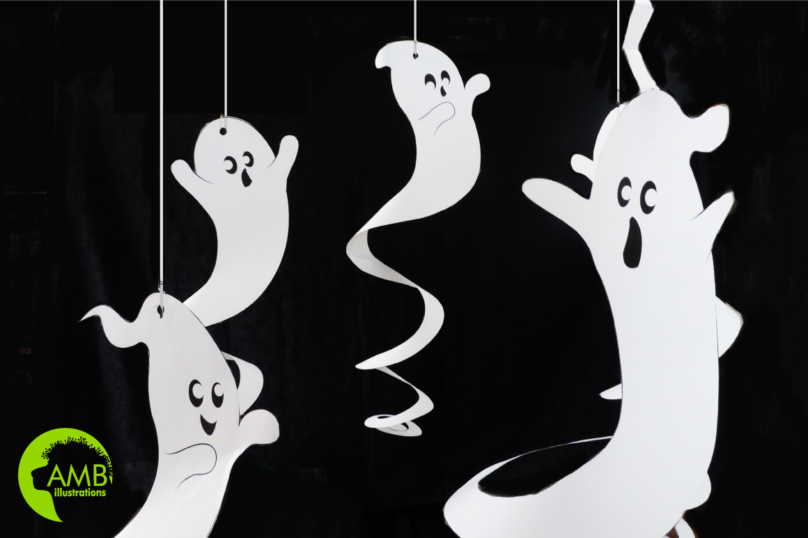 Halloween Swirly Ghosts Printable - Ambillustrations within Printable Paper Ghost