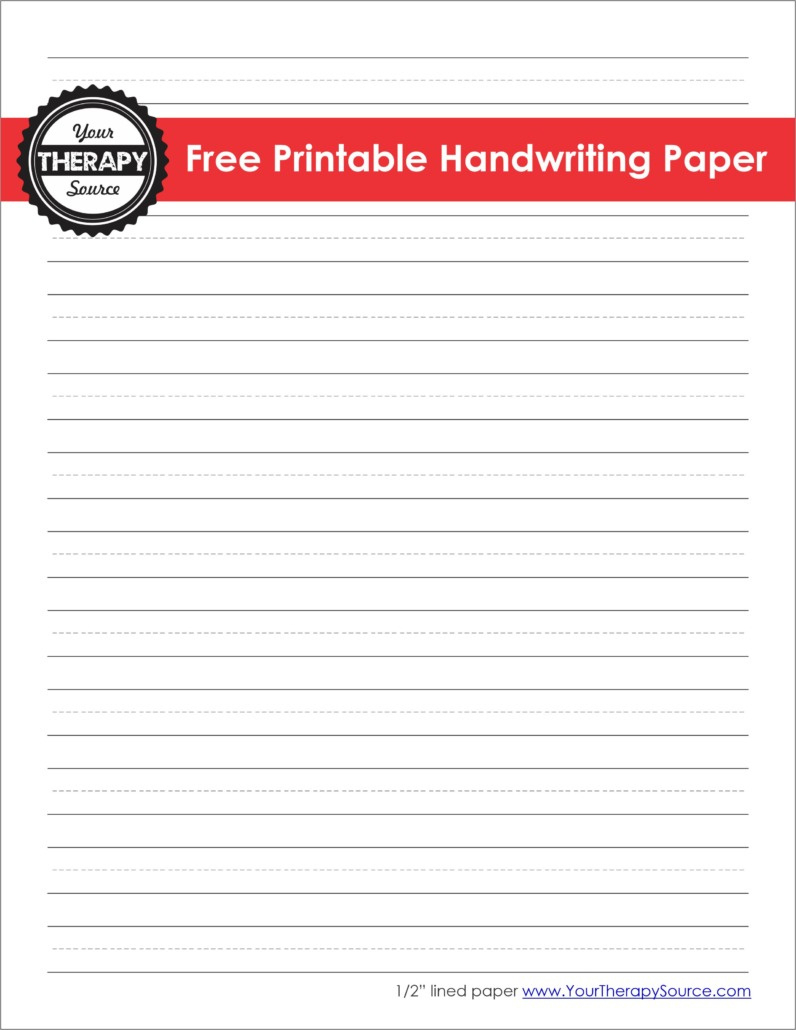 Handwriting Paper Printable - Free - Your Therapy Source with Handwriting Without Tears Printable Paper Free