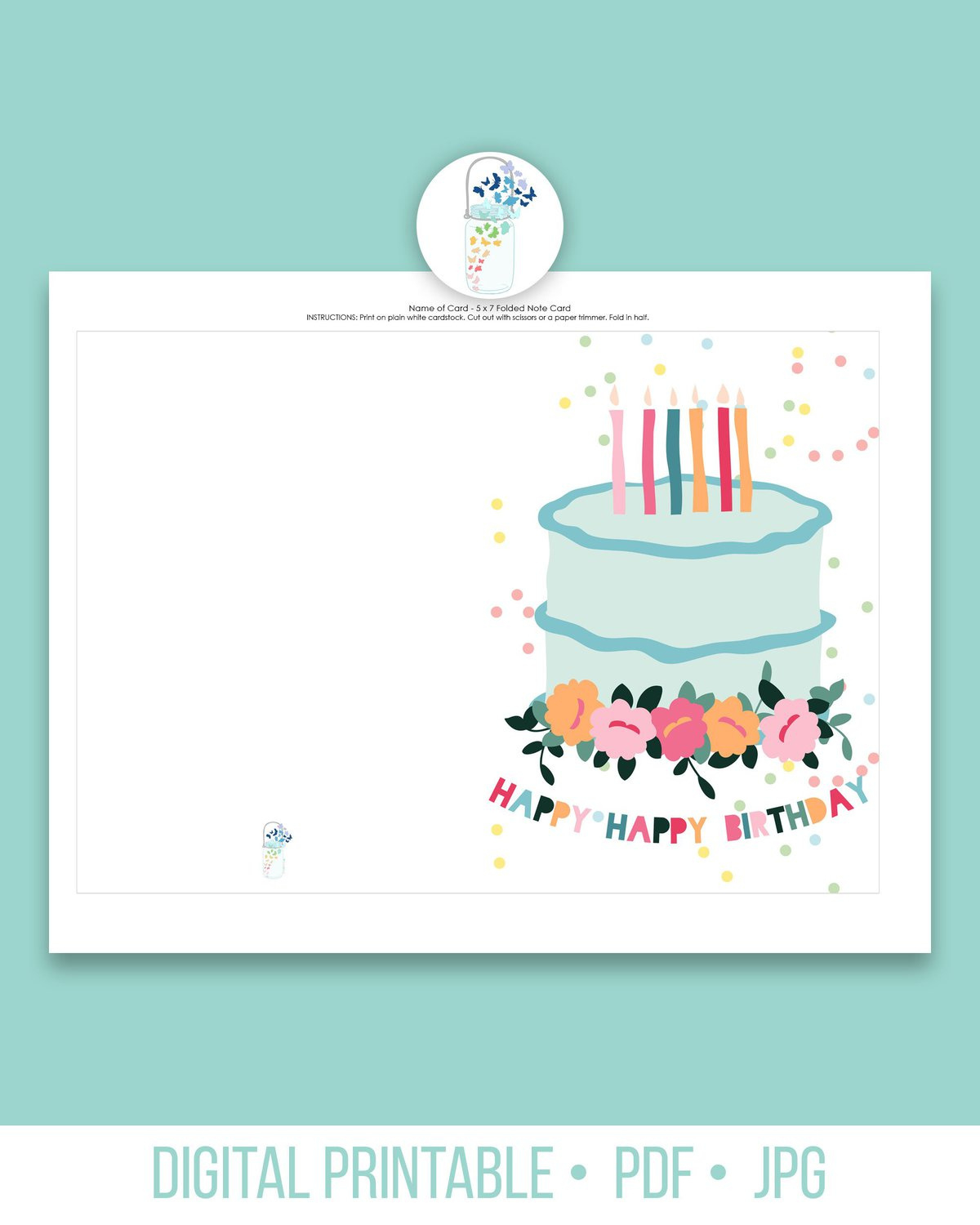 Happy Happy Birthday Printable Card, 5X7 - Lauras Crafty Life with regard to Happy Birthday Printable Paper