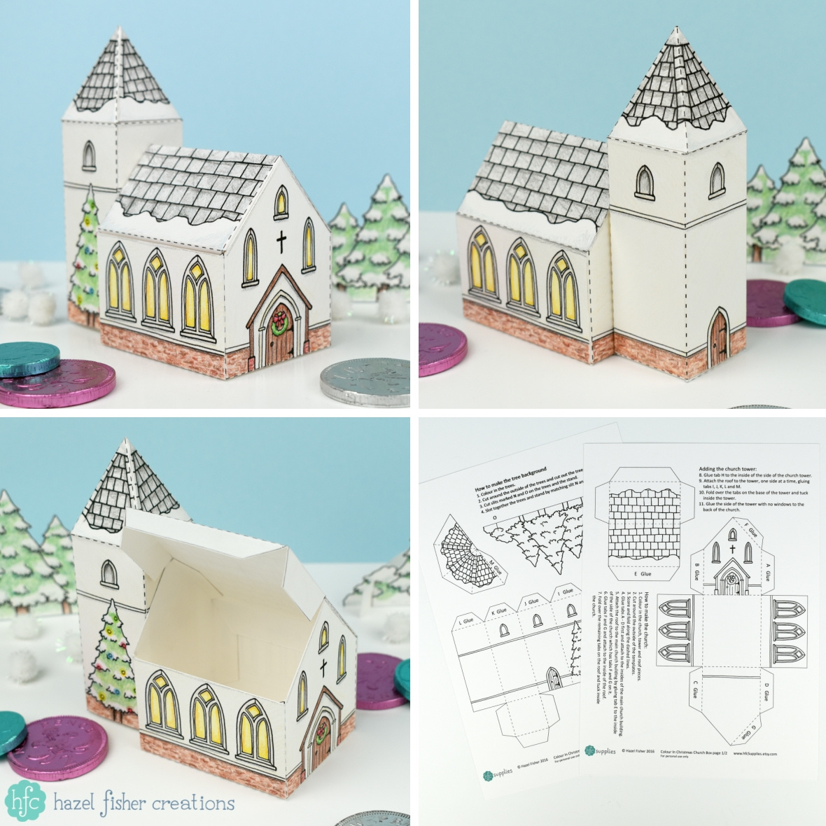 Hazel Fisher Creations: Printable Christmas Church throughout Free Printable Paper Church Template