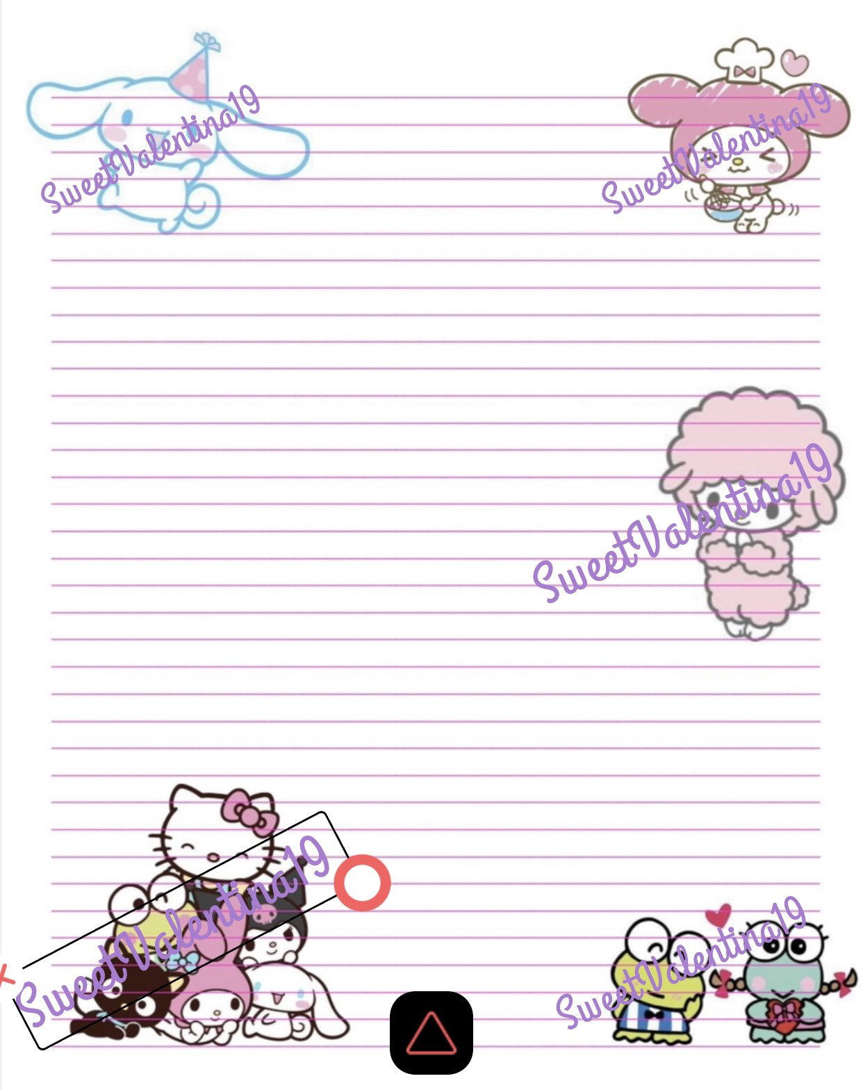 Hello Kitty And Friends-Inspired Lined Writing Paper, Stationery inside Printable Paper Hello Kitty