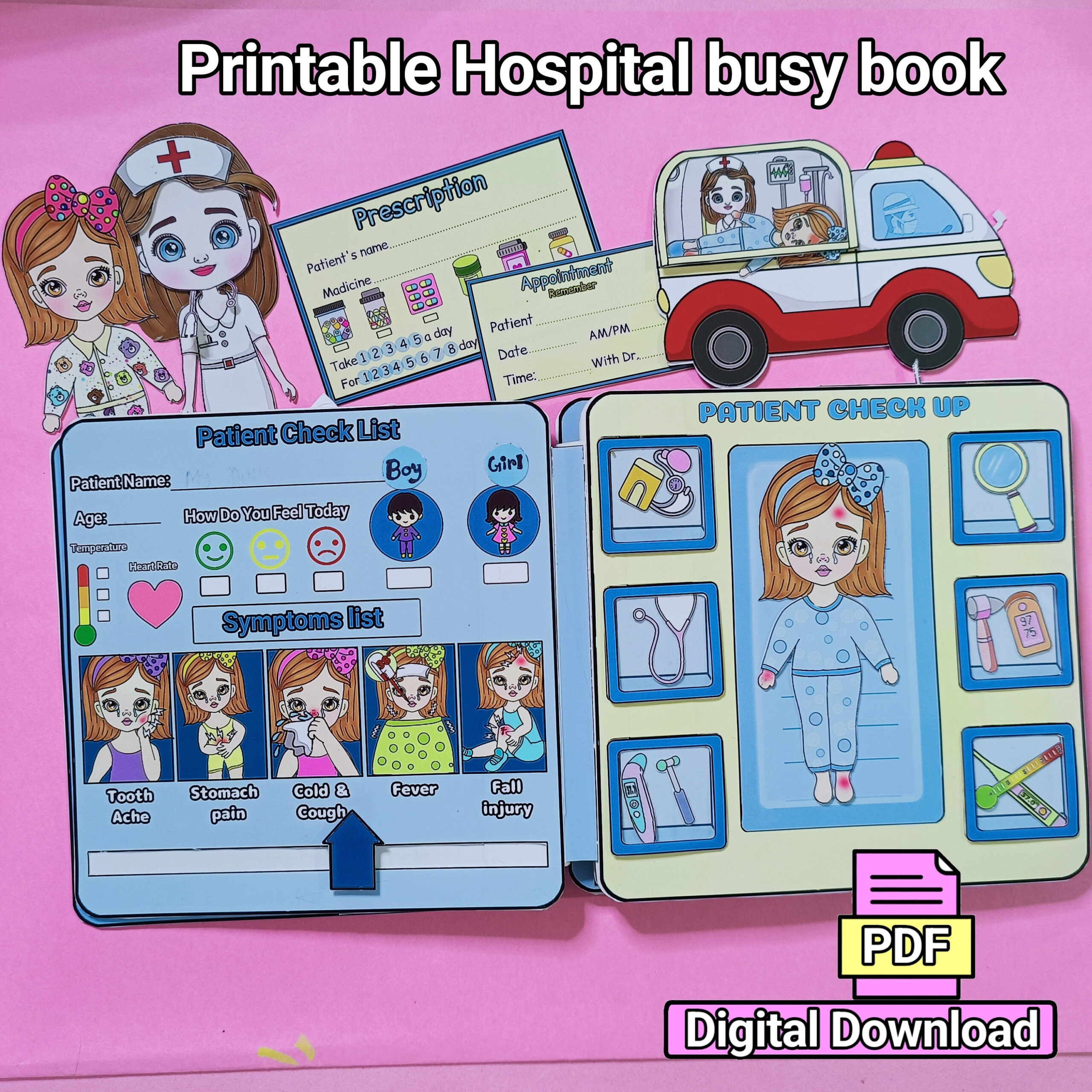 Hospital Paper Doll Busy Book: Diy Craft, Learning Activities intended for Printable Paper Hospital