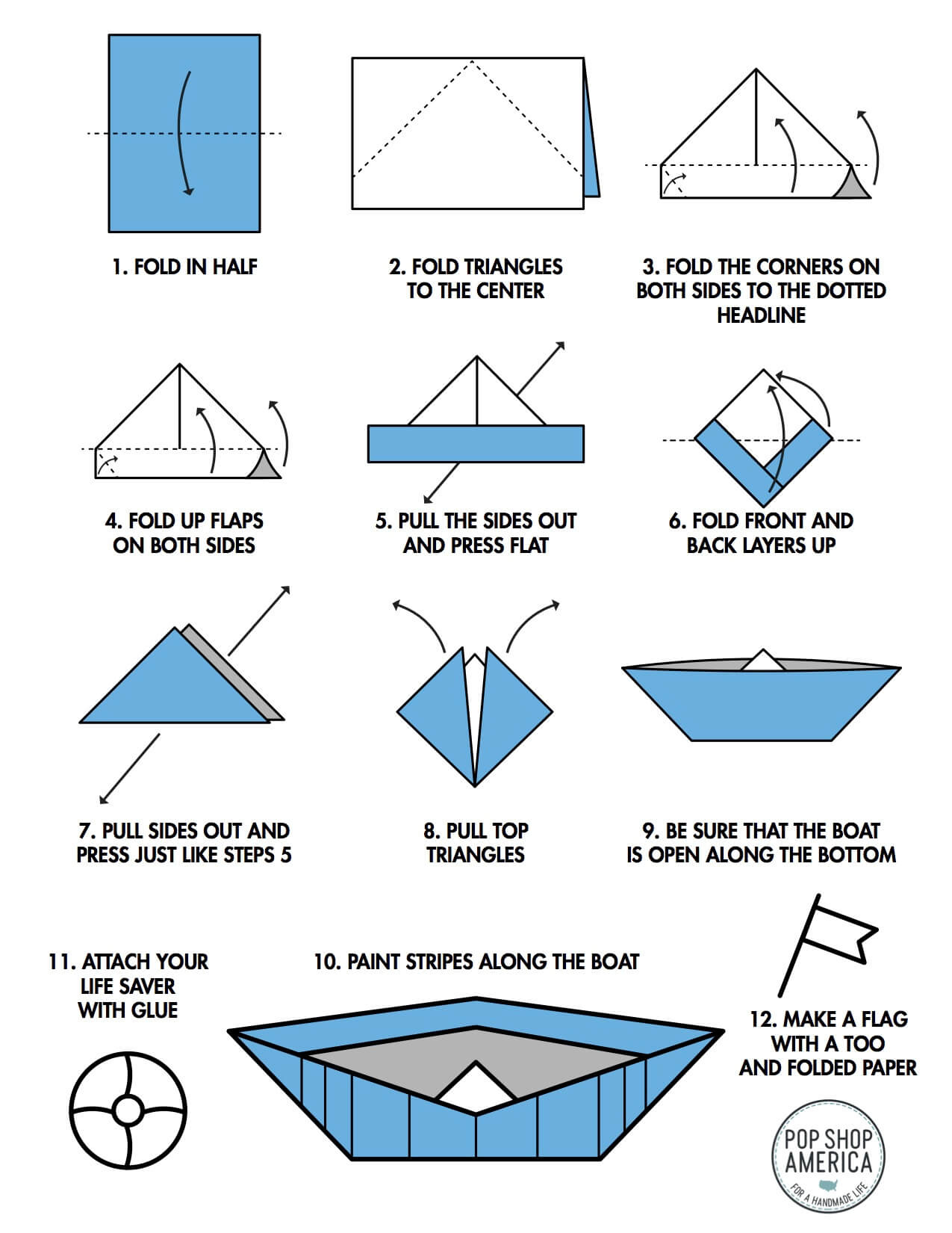 How To Make A Paper Boat With A Flag &amp;amp; Lifesaver inside Printable Paper Boat