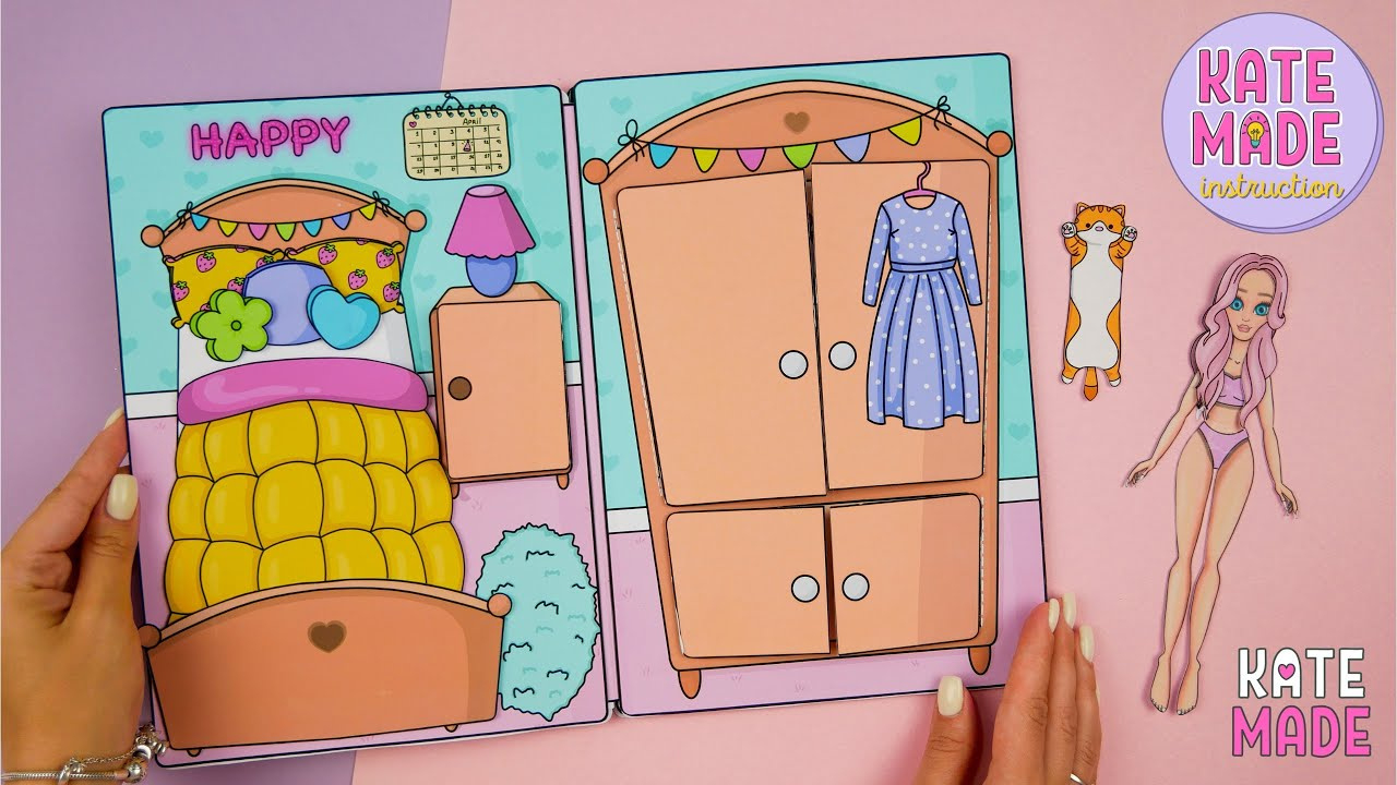 How To Make A Paper Dollhouse + Printables | Katemade pertaining to Printable Paper Doll House Bedroom