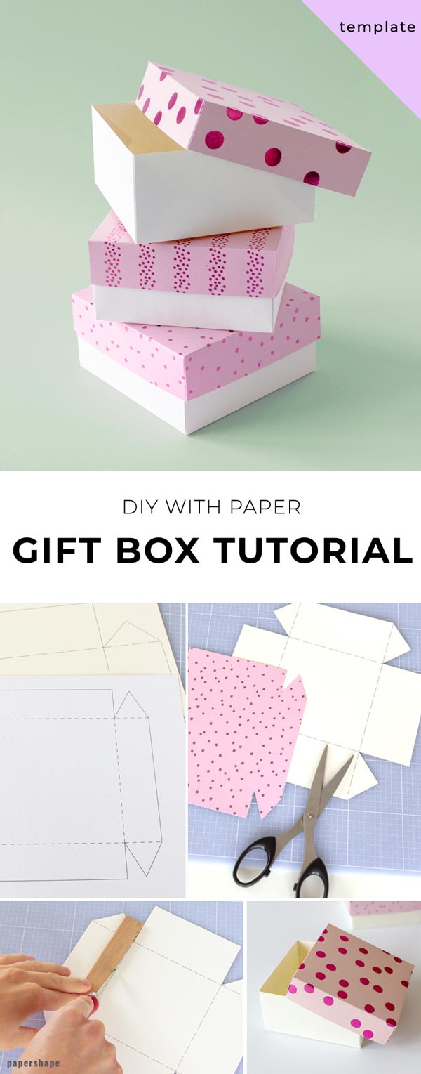 How To Make A Paper Gift Box [Template] - Papershape within Printable Paper Gift Box