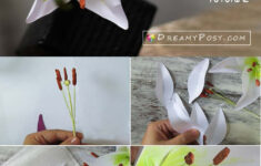 How To Make Paper Lily Flower From Printer Paper, Free Template inside Printable Paper Lily Template