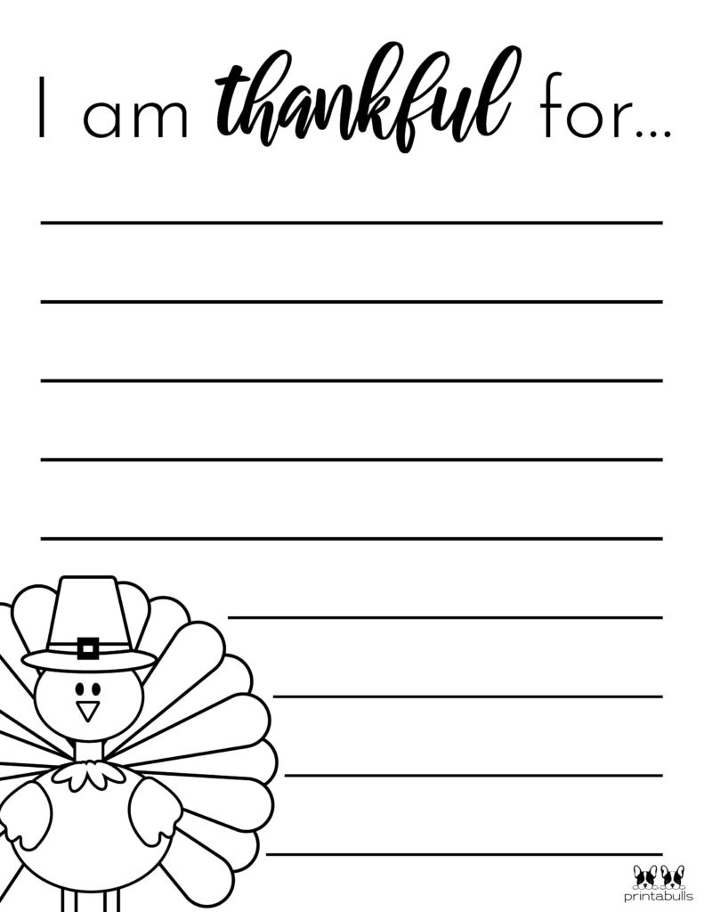 I Am Thankful For&amp;#039; Printables - 10 Unique Worksheets | Printabulls in I Am Thankful Printable Paper