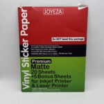 Joyeza 20 Sheet Premium Printable Vinyl Sticker Paper Inkjet & Laser Print  White With Joyeza Premium Printable Vinyl Sticker Paper