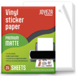 Joyeza Printable Vinyl Sticker White Paper For Inkjet Printer Adhesive  Paper 8.5 X 11 In 25 Sheets Within Joyeza Premium Printable Vinyl Sticker Paper