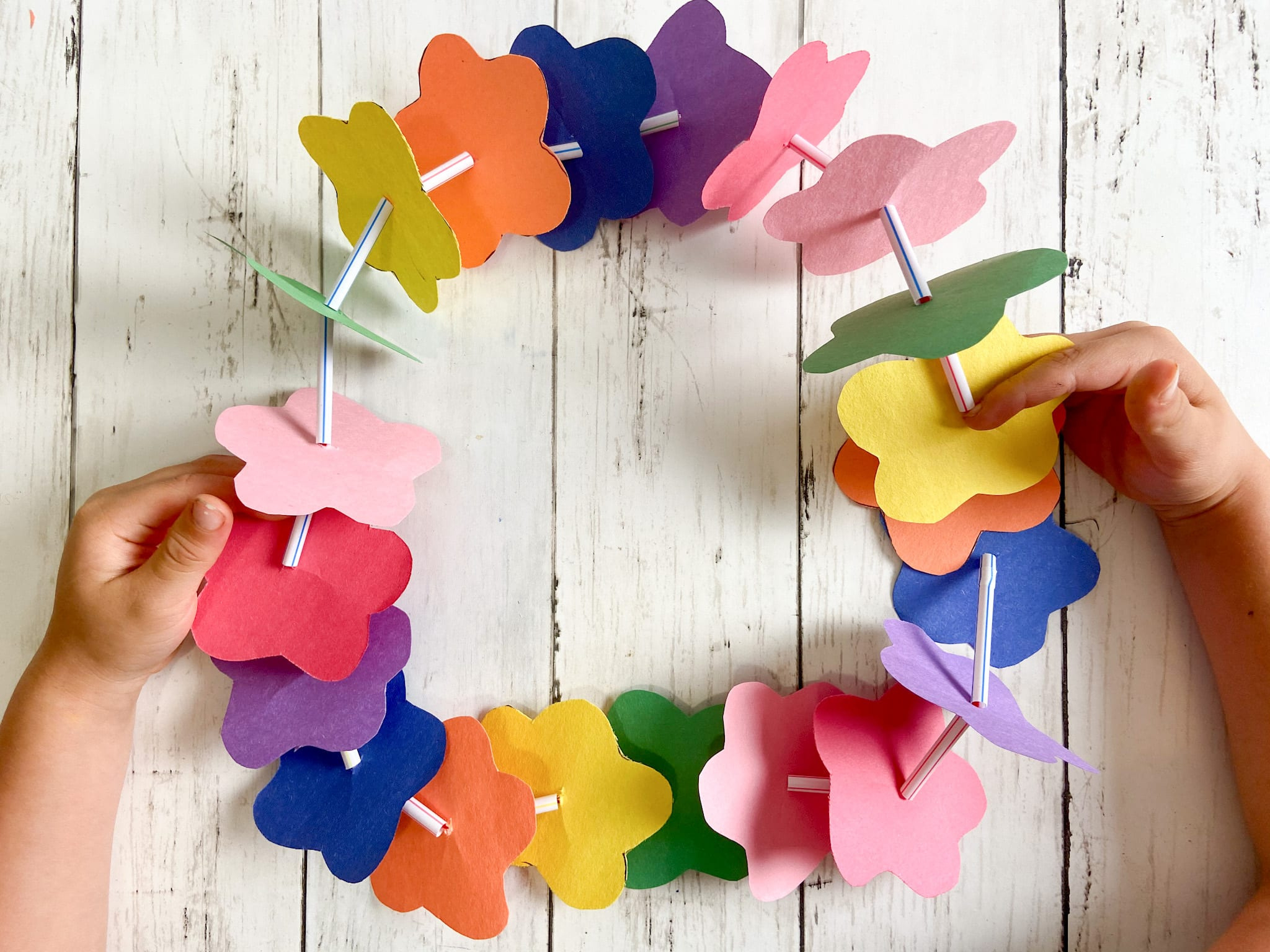 Kids&amp;#039; Paper Lei May Day Craft - Raising Veggie Lovers regarding Printable Paper Flower Lei Template
