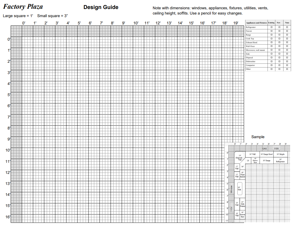 Kitchen Cabinet Drawing Design Grid &amp;amp; Pdf | Factory Plaza for Printable Kitchen Design Graph Paper