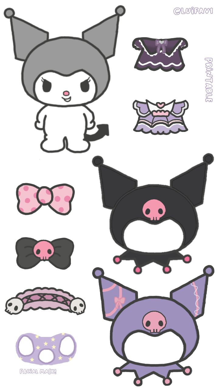 Kuromi Doll Template regarding Printable Paper Kuromi