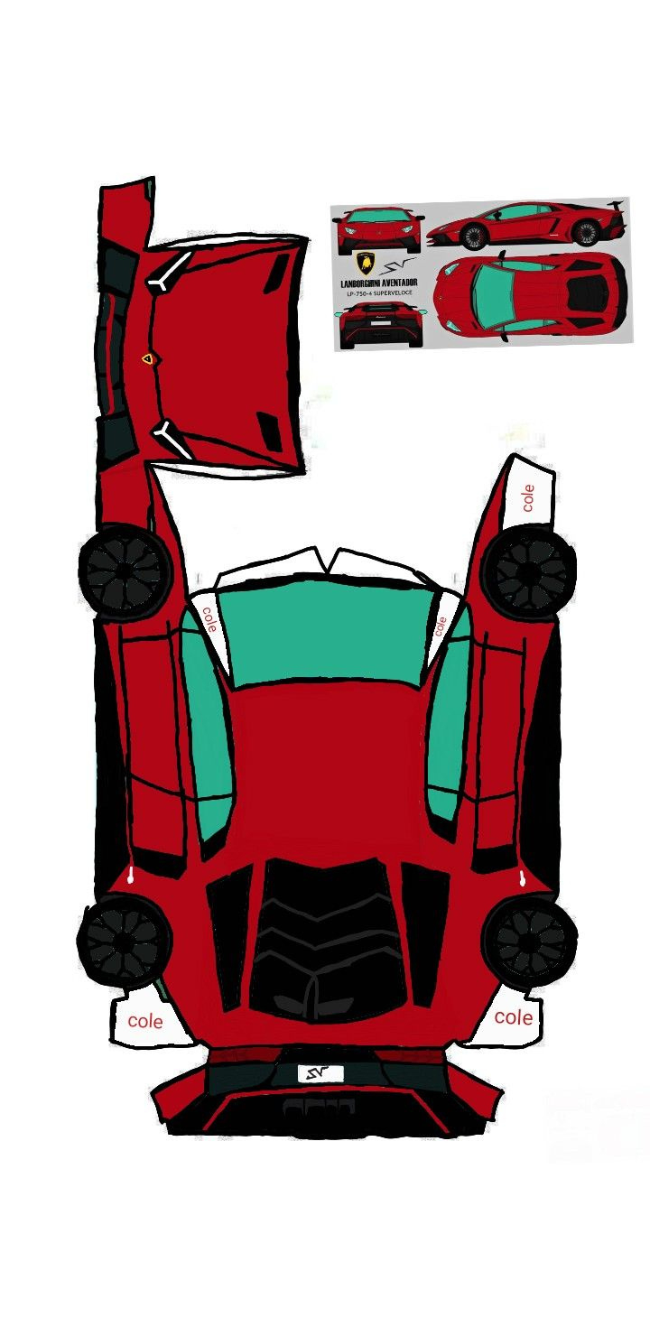 Lamborghini Aventador Sv throughout Printable Paper Car Template Lamborghini