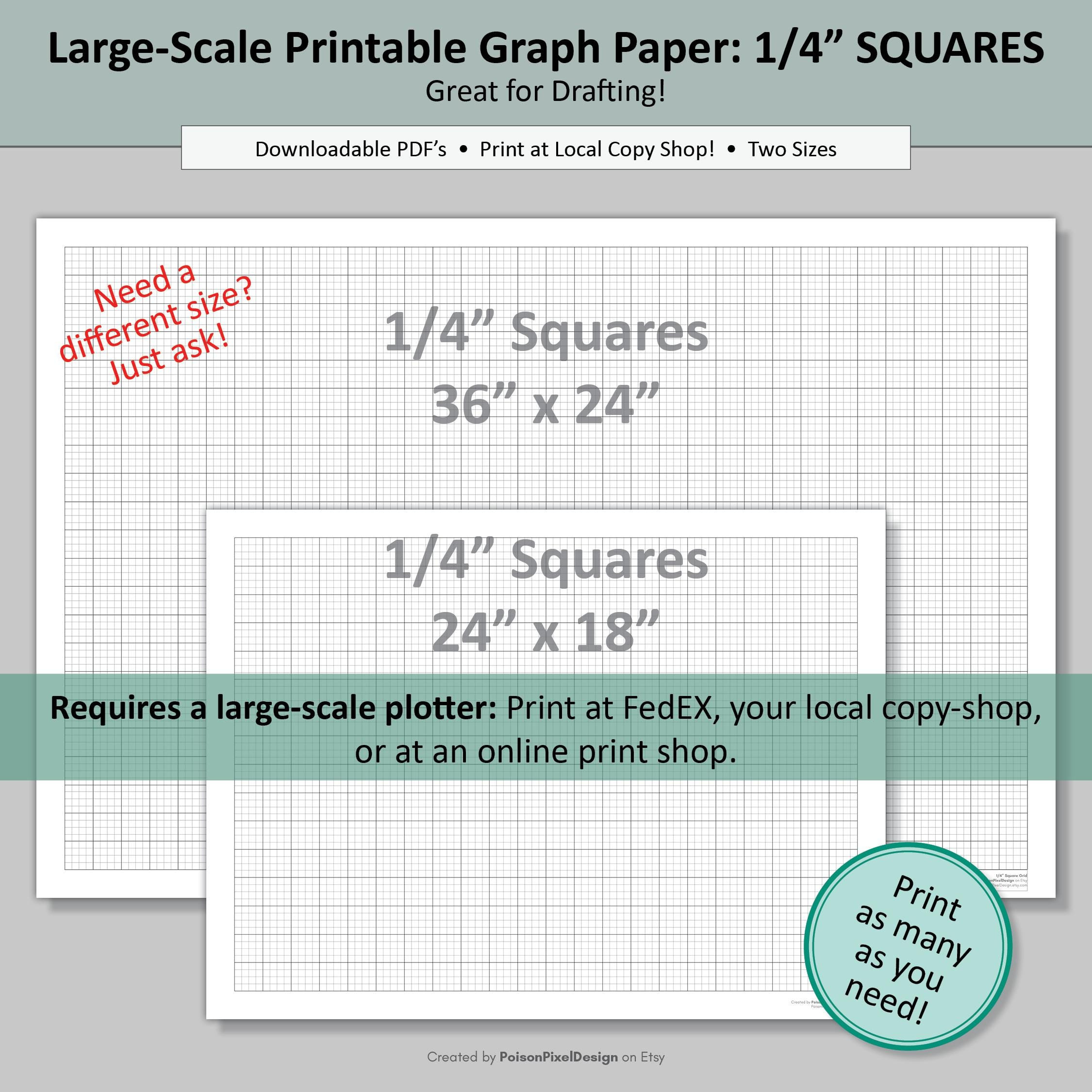 Large Scale Printable Square Graph Paper | 1/4&amp;quot; Square Grid | 2 regarding 24X36 Graph Paper Printable