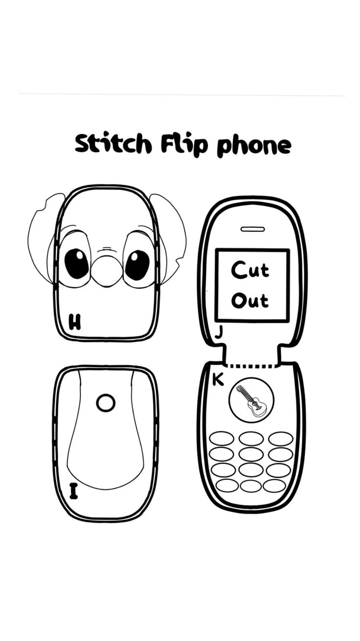 Lilo And Stitch Cardboard Flip Phone Template + Tut for Printable Paper Phone