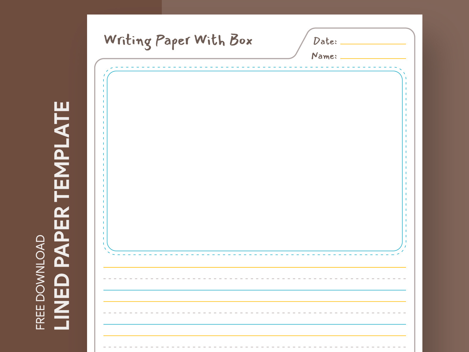 Lined Paper With Picture Box Free Google Docs Templategdoc On in Free Printable Paper with Picture Box