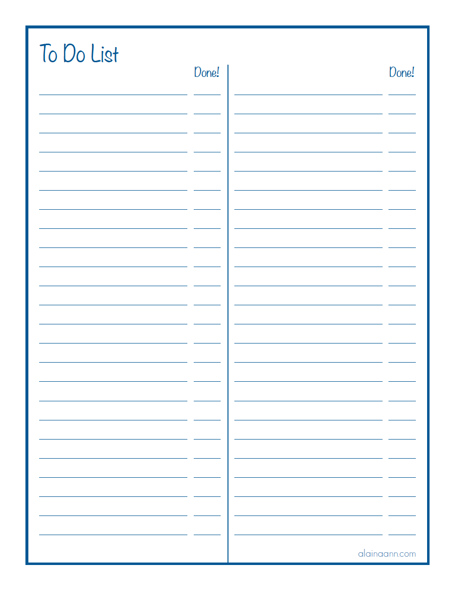 Lined Two Column To Do List Printable — Alaina Ann for Two Column Printable Paper