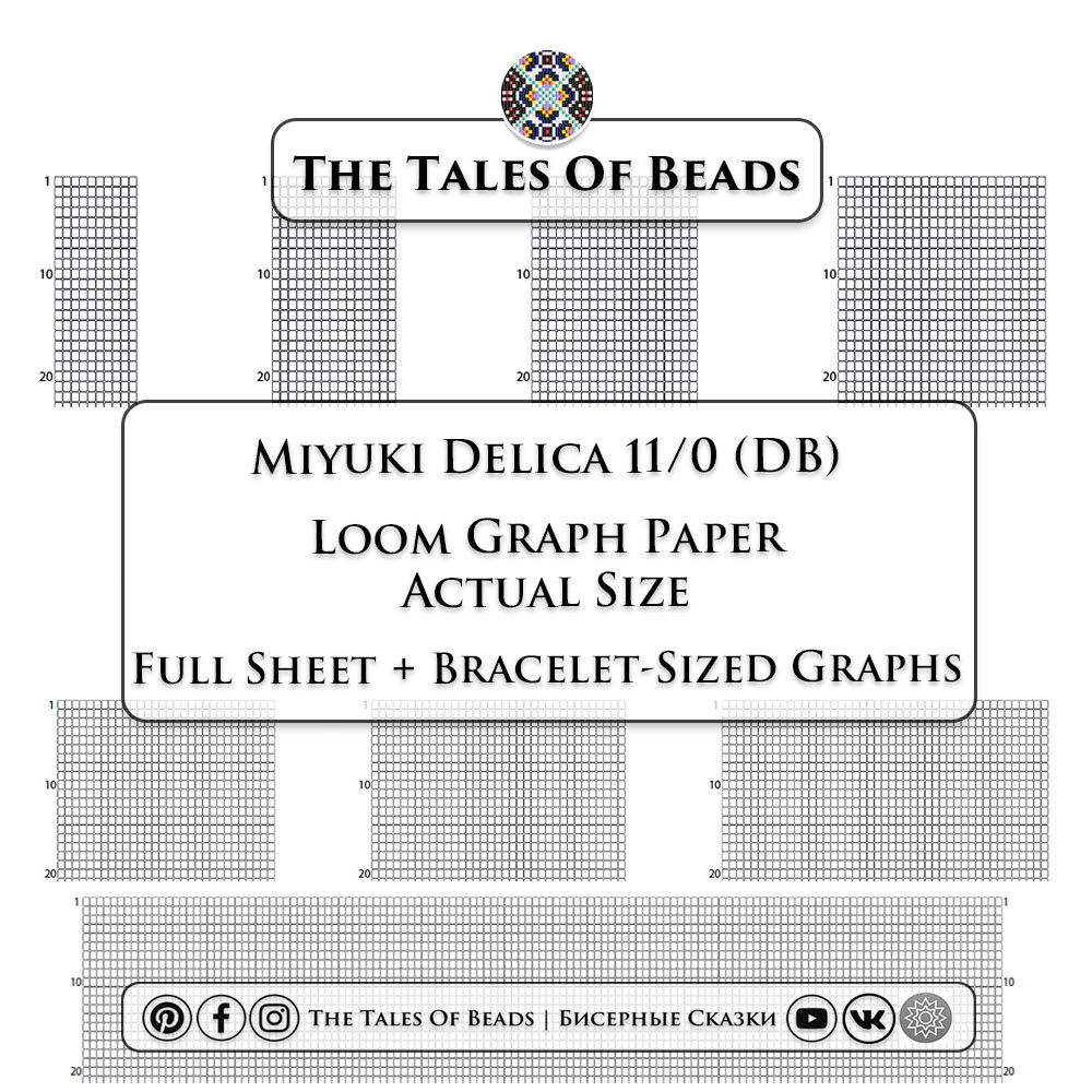 Loom Graph Paper - Miyuki Delica 11/0 Actual Size - Beading Graphs regarding Printable Bead Loom Graph Paper