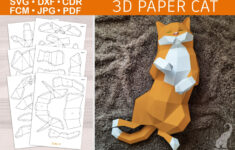 Low Poly 3D Paper Craft Cute Cat Template intended for Printable Paper 3d Models