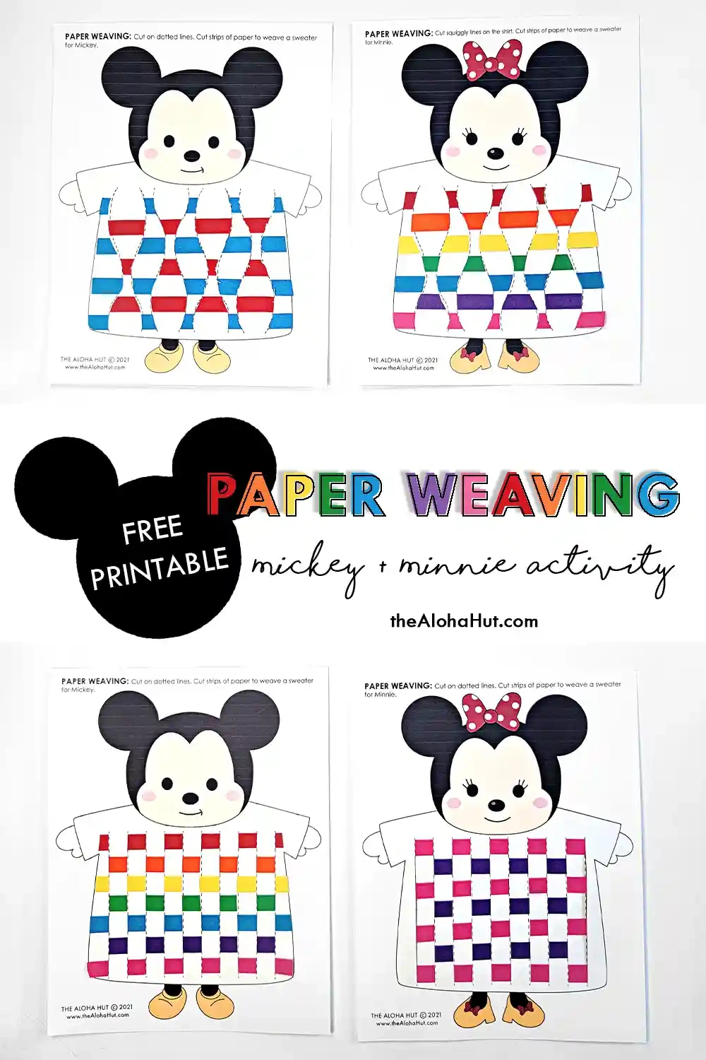 Mickey &amp;amp; Minnie Paper Weaving Kids Activity - The Aloha Hut intended for Free Printable Paper Weaving Templates
