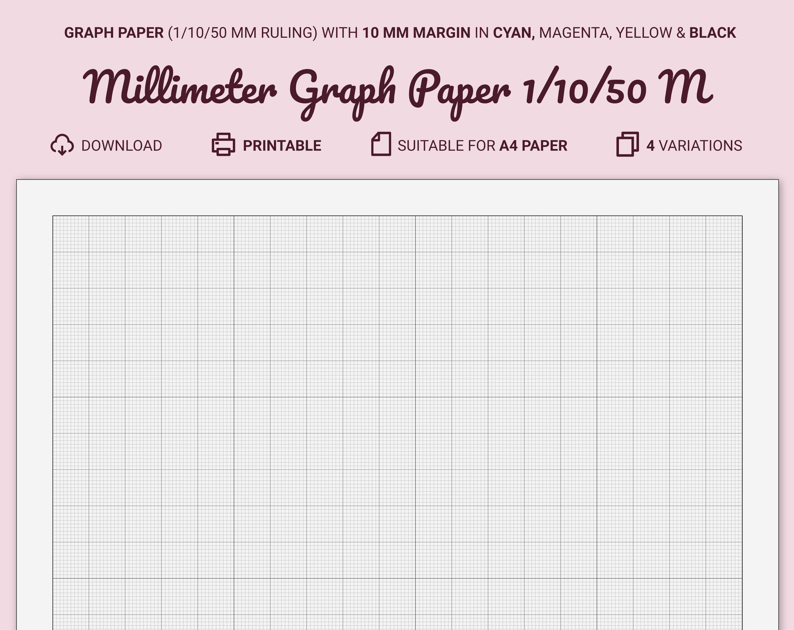 Millimeter Graph Paper Printable, A4, 10 Mm Margin, Guides At 1/10 within Millimeter Grid Paper Printable