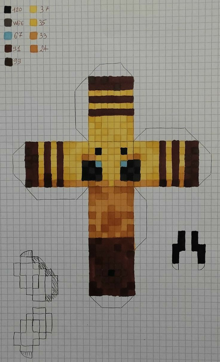 Minecraft Bee Template with Minecraft Grid Paper Printable