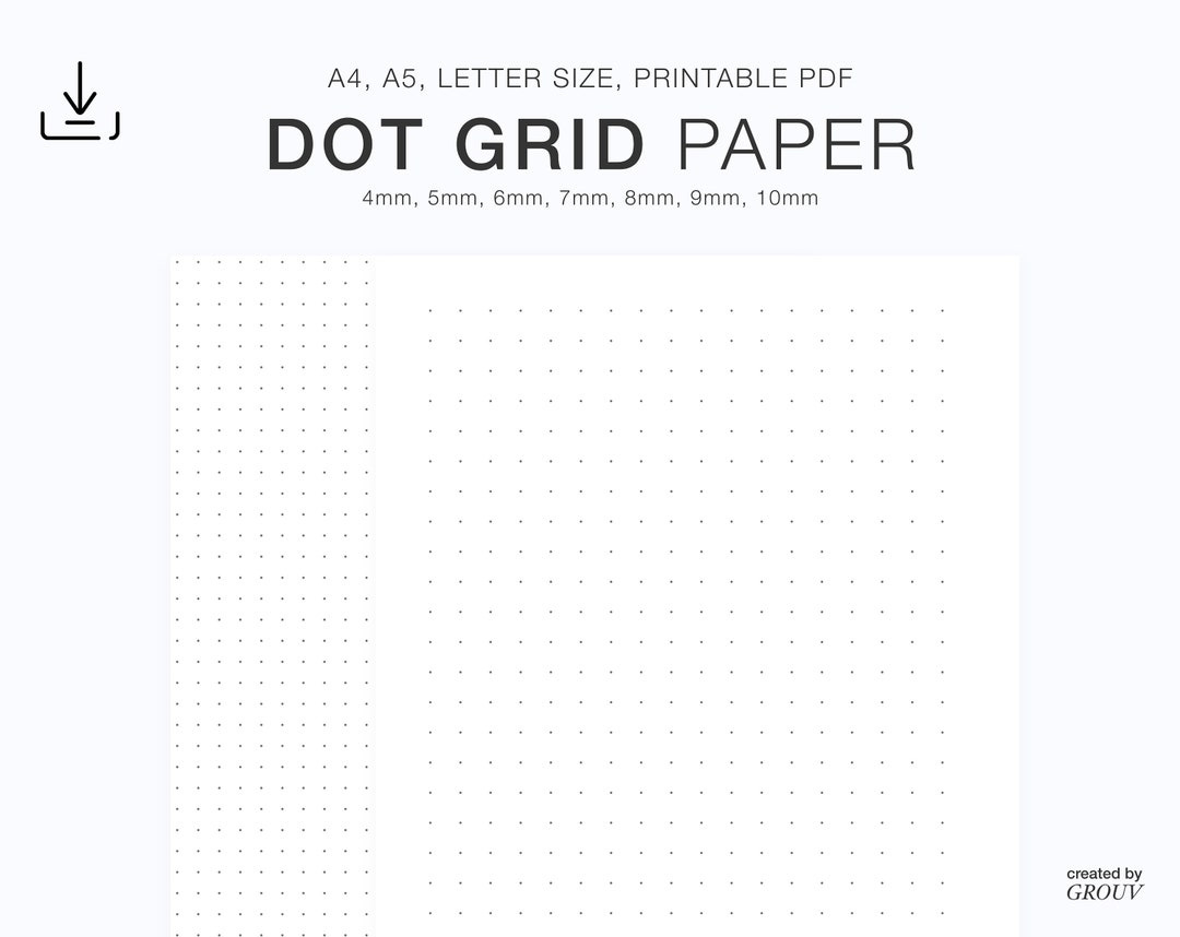 Minimal Dot Grid Printable Paper, 7 Größen, 4Mm, 5Mm, 6Mm, 7Mm, 8Mm, 9Mm, 10Mm, Bullet Journal Papier, Briefpapier, Sofort Download - Etsy.de inside 5mm Dot Grid Paper Printable