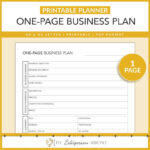 One Page Business Plan, Printable, Business Planner, Entrepreneur Intended For Printable Paper Business