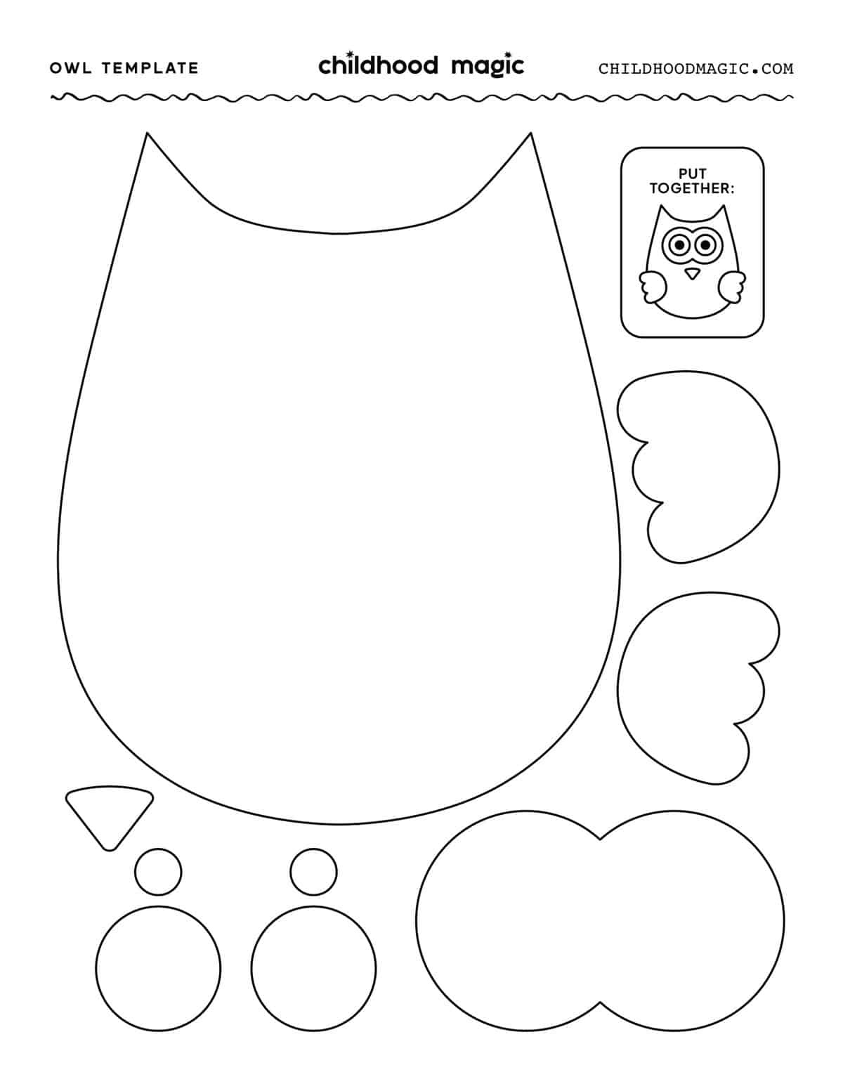 Owl Template - Childhood Magic intended for Printable Paper Owl Craft