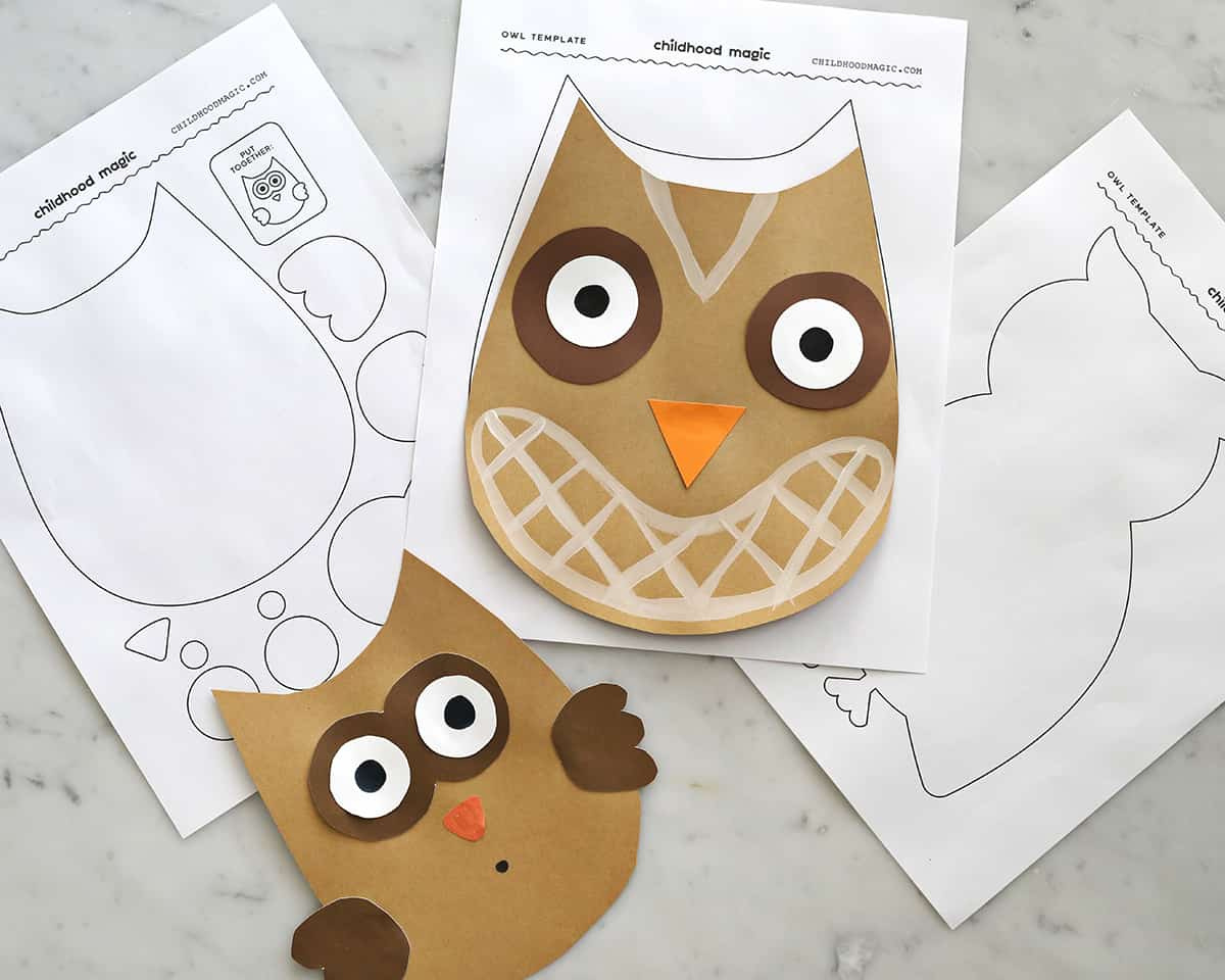 Owl Template - Childhood Magic pertaining to Printable Paper Owl Craft