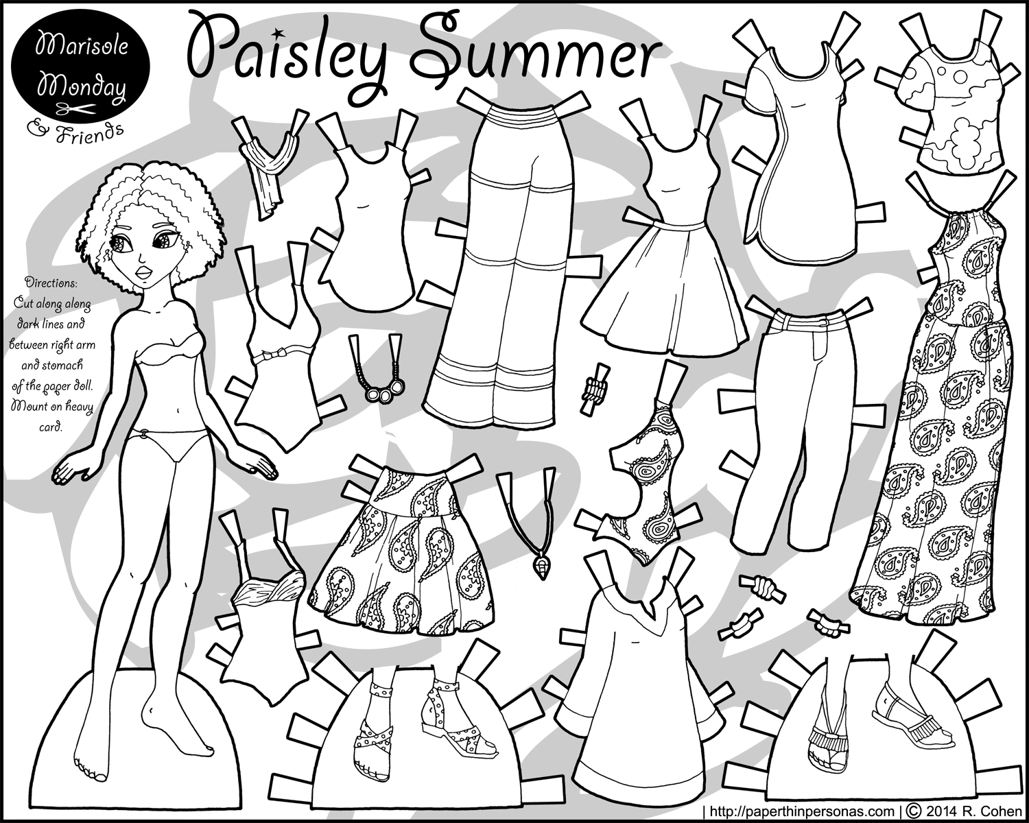 Paisley Summer, A Printable Paper Doll • Paper Thin Personas regarding Paper Doll Cut Out Printable