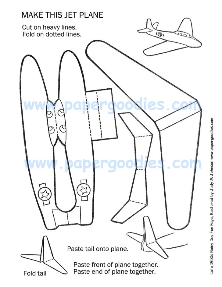 Printable Paper Plane Model Template