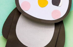 Paper Bag Penguin Craft (With Free Printable Puppet Template) for Free Printable Paper Puppet Templates