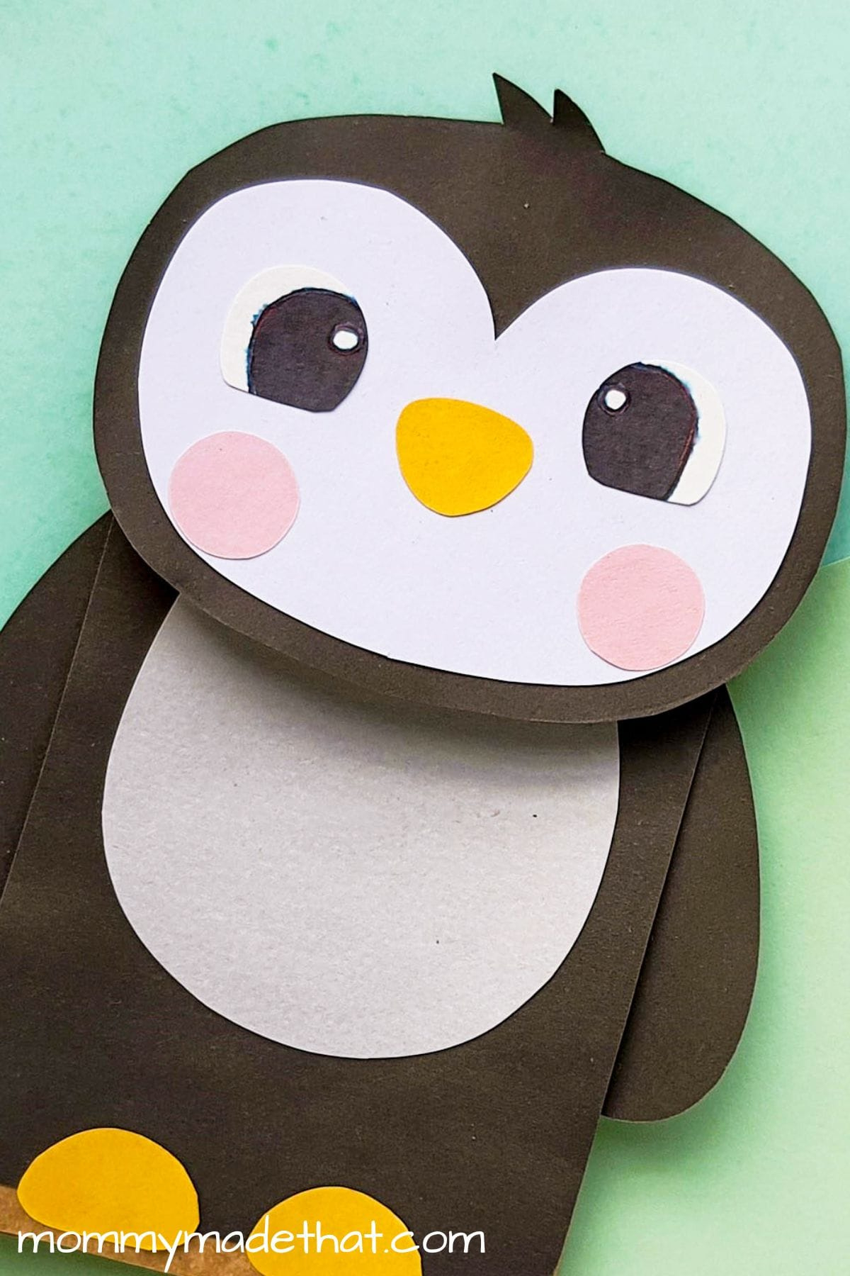 Paper Bag Penguin Craft (With Free Printable Puppet Template) inside Printable Paper Bag Puppets Free