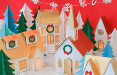 Paper Christmas Village Free Template - Sweet Red Poppy within Printable Paper Village Template