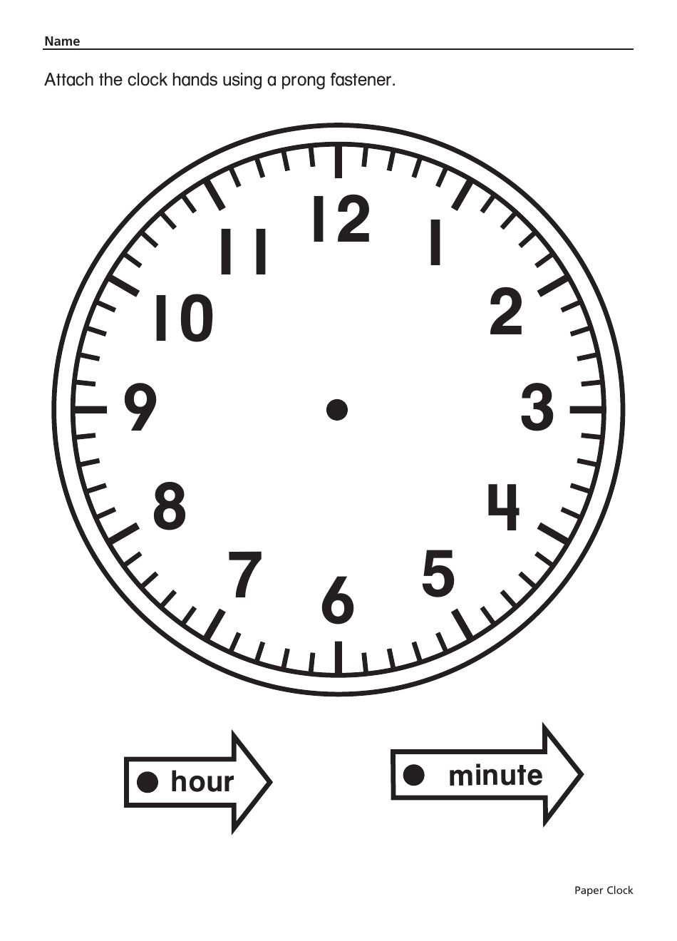 Paper Clock Template With Hands Download Printable Pdf intended for Printable Paper Clock