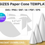 Paper Cone Template Bundle: Diy 3 Size Blank Templates (Svg, Png Within Printable Paper Cone Template