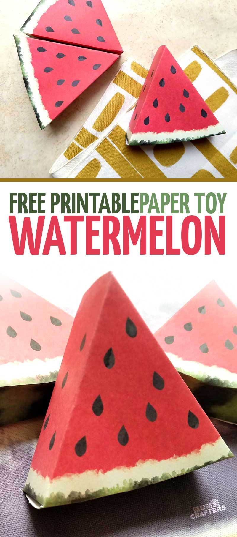 Paper Craft Templates For Play Fruit: Watermelon * Moms And Crafters intended for Watermelon Printable Paper