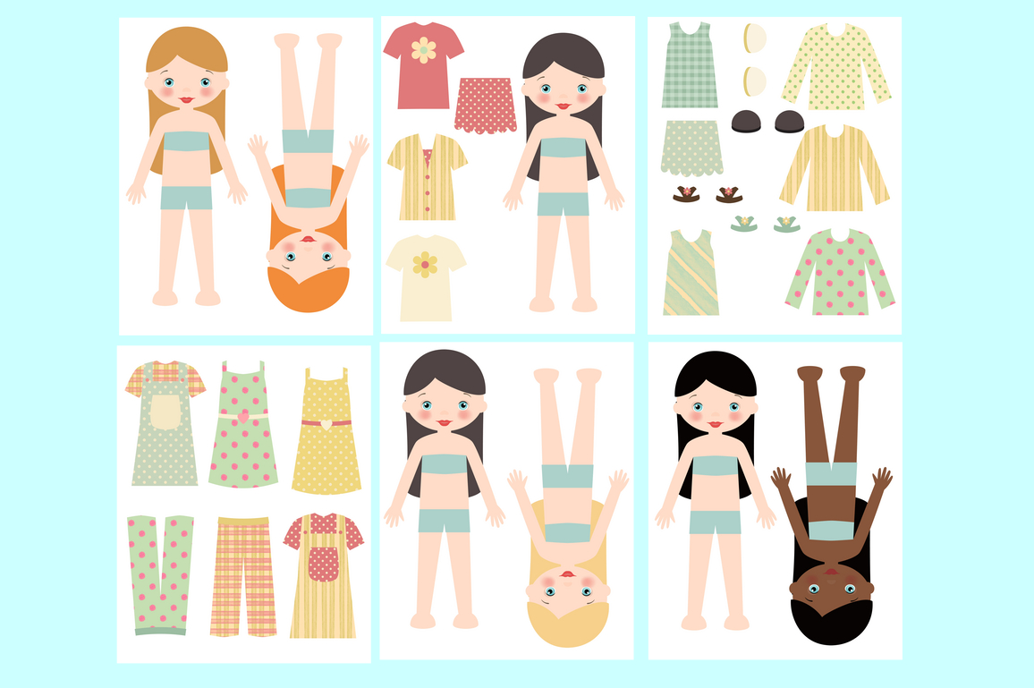 Paper Doll, Digital Paper Doll, Cut Out Doll, Printable Doll, Girl inside Pdf Printable Paper Dolls