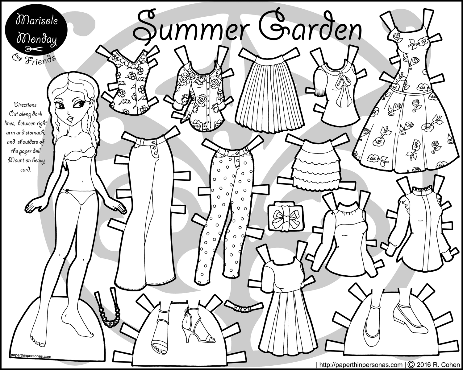 Paper Doll Dress Up Set: Summer Garden throughout Paper Doll Dress Up Printable