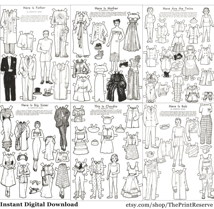 Printable Paper Doll Family