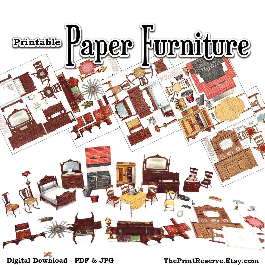 Paper Doll House Möbel Paper Doll Printable Digitaler Download Pdf with Printable Paper Doll Furniture