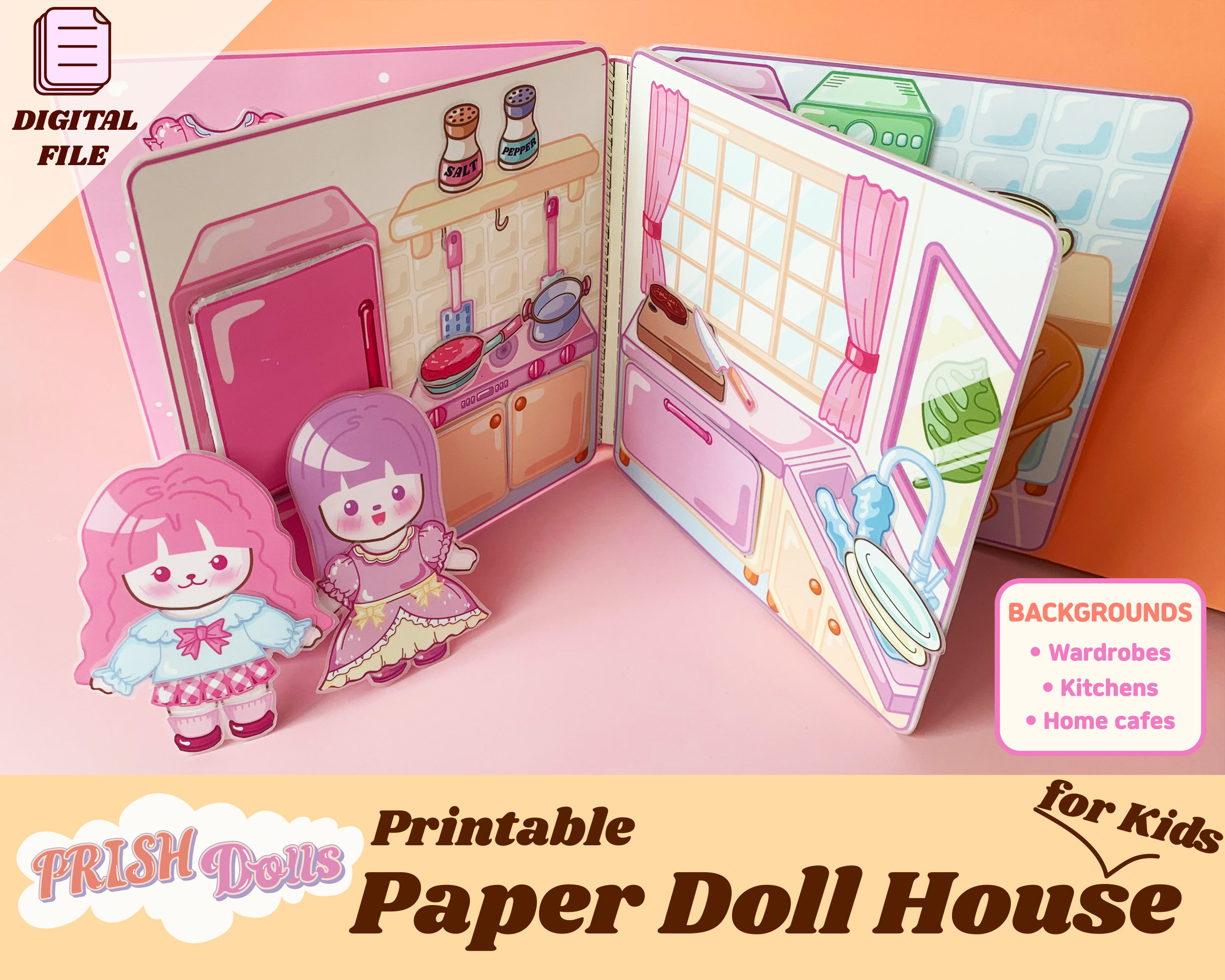 Paper Doll House Printable Paper Doll Busy Book Quiet Book Dress in Printable Paper Doll House Book