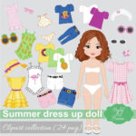 Paper Doll Printable   Cut Out Clothes   Fashion Girl Clipart   Paper Dolls  Original   Summer Dress   Digital Drawing   Clip Art   Image Png   Etsy Within Printable Paper Doll Cut Out Clothes